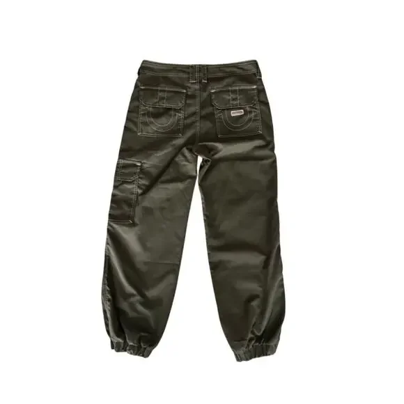 NWT True Religion Bobbi Baggy Cargo Pants Kalamata Olive Green size 28 - Picture 3 of 16